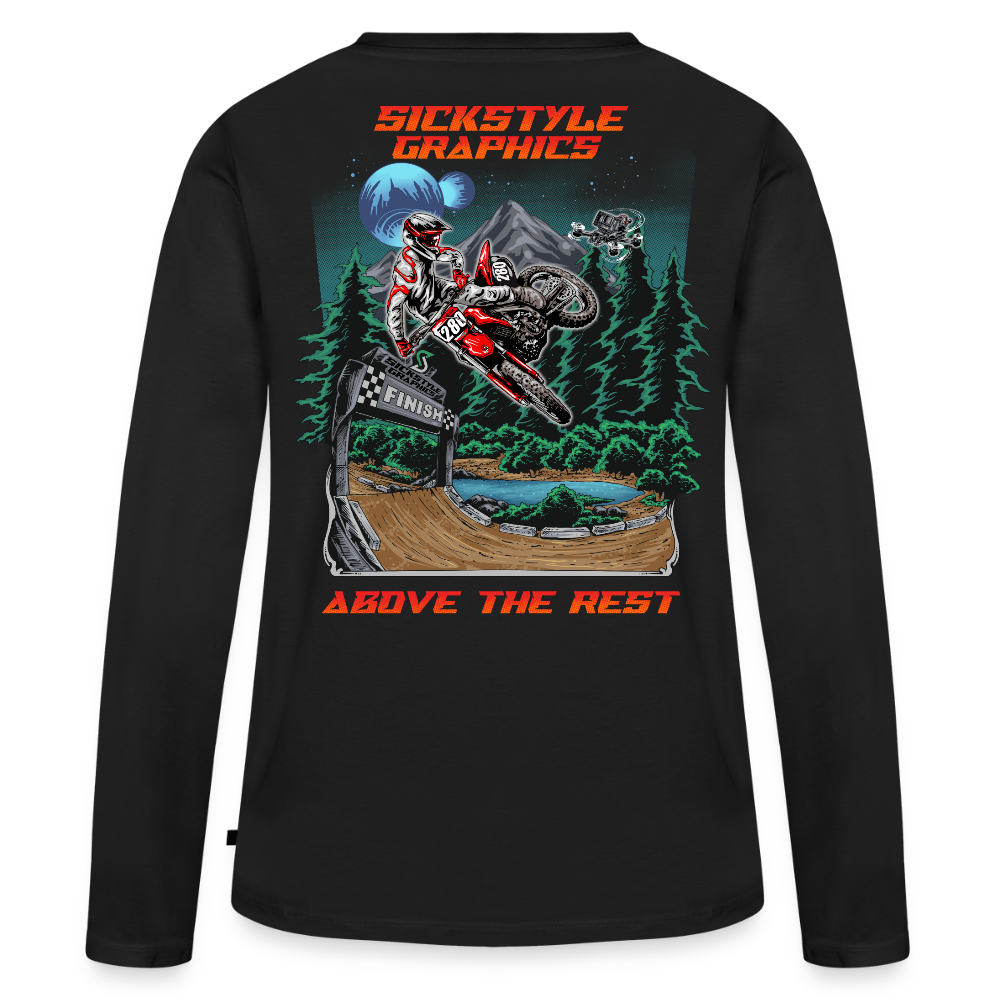 „Above the Rest“ - Frauen Langarm Shirt - Schwarz